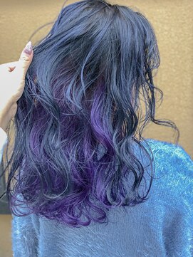 デコラ DECOR 大人可愛いインナーパープル×暗髪セミロング