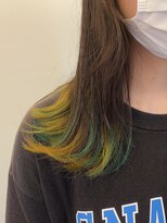 ラルマミット(lalma mit)&nbsp;【裾カラー】グリーン×イエロー【ケアブリーチ】