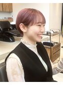マッシュショート×ピンクラベンダー×ケアブリーチ