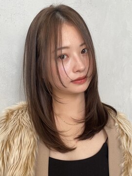 ノイ(noi) 顔周りレイヤーカットグレージュカラーくびれボブベージュカラー