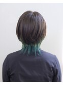 ウルフ/ショート/レイヤーカット/インナーカラー/グリーン/豊橋
