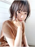 大人かわいい小顔外ハネミニボブグレージュカラー渋谷原宿神宮前