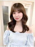 大人ガーリー ダークアッシュ似合わせカットミディアムレイヤー