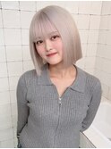 ホワイトベージュ／ボブ／ハイトーン／ホワイト