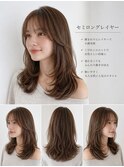 セミロング20代30代ストレートレイヤー前髪なし前髪あり越谷