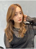 柔らかミルクティー流し大人バングレイヤー