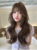 韓国ヘア/レイヤーカット/ブリーチなし透明感カラー