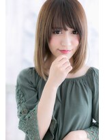 ミック ヘアアンドメイク アップ 駒込店(miq Hair&Make up) 前下がり×グラデーションカラーの小顔ナチュラルストレート
