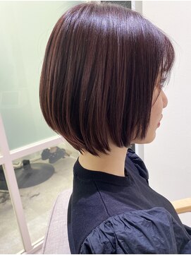 フレーム ヘア ルーム 天王寺駅前店(FRAME hair room) 艶ピンク丸みショートボブ♪