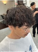波巻きパーマメンズパーマメンズヘアツーブロックツイストパーマ