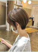 大人可愛い20代30代40代50代黒髪前下がりショートボブ/鹿児島