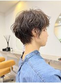 大人可愛いパーマ美ショートボブウルフカット★40代50代60代