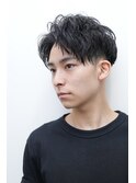 メンズカットビジカジフェザーパーマフェードショート0604