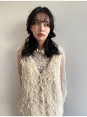 ウルフカットくびれヘアアプリコットオレンジマッシュウルフ