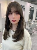 レイヤーカット/オリーブベージュ/シースルーバング/髪質改善