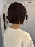 大人ボブ　切りっぱなしボブ　黒髪スタイル　縮毛矯正　髪質改善