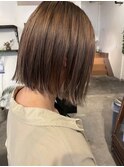 秋の艶感◎切りっぱなしボブ×ベージュ髪質改善ストレート