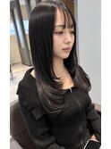 黒髪ロング/顔まわりレイヤー/ワンカール