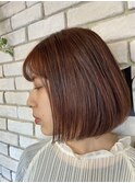 ピンクブラウン ナチュラルボブ