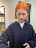 ダブルカラーブリーチ 切りっぱなしボブ ミニボブ 外ハネボブ