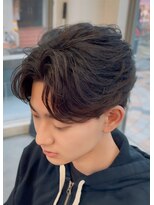 バース 梅田中崎町店(BIRTH)&nbsp;韓国へアカルマパーマワックスなしセンターパート黒髪ウルフ