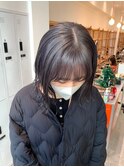 Say.ミディアムボブブルーカラーお団子ヘアデジタルパーマ韓国