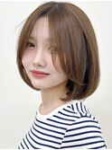 Say.ショートボブひし形ボブ韓国ボブオリーブグレーケアブリーチ