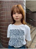 レイヤーカット/ブリーチなしダブルカラー／ハニーブラウン