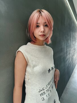 ウィットサークル(wit circle) ピンク ダブルカラー ブリーチ ボブ