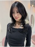 透明感ブルーブラック×ハッシュカット
