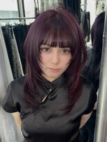 オルン(ORGN.) 紫 ピンク ワインレッド ハッシュカット カシスレッド レイヤー
