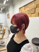 アジールヘア 所沢プロペ通り店(agir hair) レッドピンクウルフスタイル所沢入間小手指