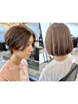 明るい白髪染めでつくる白髪ぼかしが大人気＊明るく染まる白髪染めで透明感のある艶やかなお色味を実現。