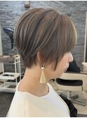 宇都宮ショートボブレイヤーカット白髪ぼかしハイライト髪質改善