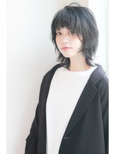 クシュ 所沢西口エミテラス前店(kusyu...) ウルフパーマダークブルーゆるふわボブひし形ショートボブ所沢