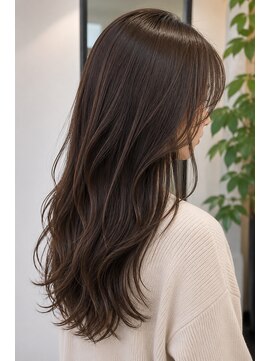 ヘアーエボリューション 艶やかショコラブラウンのロングレイヤー