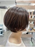 前下がりショート×髪質改善×ハイライト×イルミナカラ－