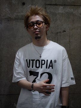 スラップス(SLAPS.) アッシュブロンド×メンズアップバング