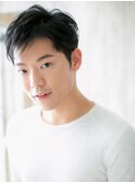 ネイビーブラックくせ毛風ツーブロックウェットヘアo札幌月寒
