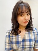 大人かわいい艶髪ボブテラコッタフェザーバングこなれミディ
