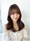 小顔顔まわりレイヤーロングカット韓国風くびれヘア/ショコラ