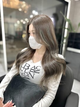 アクション 心斎橋店(ACTION) 20代30代ブリーチ無しカラーオリーブグレージュ　顔まわりカット