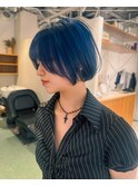 ブルーカラー×ショート/ケアブリーチ/髪質改善/ダブルカラー