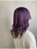 ラベンダーパープル　ダブルカラー　ブリーチ　デザインカラー