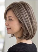【艶ハイライト】40代50代60代の大人ボブ/白髪ぼかしハイライト