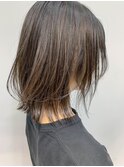 medium (ボブウルフ、暗髪、外ハネ、抜ける黒染め)