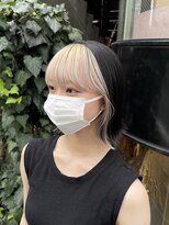 韓国風インナーカラー 切りっぱなしボブ フェイスレイヤー