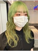 ダブルカラーブグリーンベージュカラーケアブリーチハイトーン