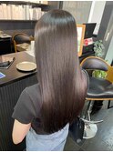 大人可愛い透明感立体感グレージュ×エアストレート