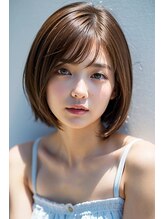 アオヘアーガーデン(ao hair garden) ナチュラルエアリーボブ×ミルクティベージュ